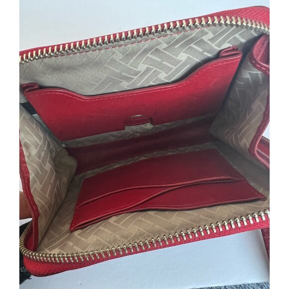 COLE HAAN Red Leather Zip Around Wallet Wristlet Clutch - Picture 7 of 8